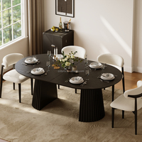 Table à manger ronde extensible au design moderne, fabriquée directement par le fabricant, en bois MDF avec plateau à lattes, pour l'ameublement de la maison