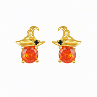 Boucles d'oreilles clous géométriques QX personnalisées OEM en argent sterling 925 plaqué or 18 carats avec zircon cubique orange, bijoux fins pour femmes, vente en gros
