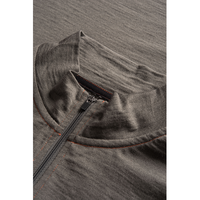 Chemise de sport en laine mérinos à manches longues Solarwool marron avec col montant et fermeture éclair 1/4 pour homme, idéale pour le cyclisme
