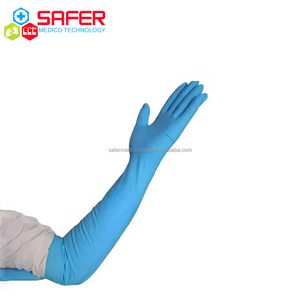 100 pièces de gants jetables en nitrile bleu sans poudre imperméable léger 400mm résistant aux produits chimiques de qualité alimentaire plus sûr Medico - Product Image 2