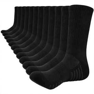 High Quality 100% Cotton Casual Solid Color Men Women <b>Black</b> Crew Anti-Bacterial Standard Cushioned <b>Socks</b> White - Product Image 3