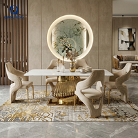 Nouvel Ensemble de Table à Manger Complet Design QIANCHENG Luxe Intérieur Meuble Italien en Marbre Composite pour Salle à Manger avec 4, 6, 8 ou 12 Places