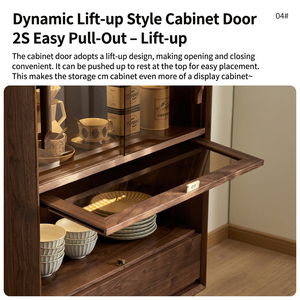 Armoire haute de luxe moderne en bois massif avec éclairage LED et portes vitrées pour salon, appartement, hôtel - Product Image 5