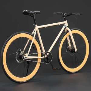 Bicicleta de Carretera de Acero Ultraligera Simplificada, Bicicleta de Carreras para Adultos con 6 Velocidades y Engranaje Fijo para Niños y Niñas - Product Image 1