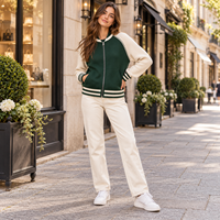 Cardigan zippé tricoté personnalisé pour femme, style veste universitaire de baseball, à manches longues, tricot décontracté, OEM ODM, vente en gros