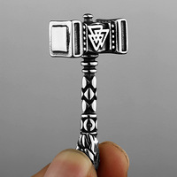 ollier Marteau de Thor Viking Pendentif Mjolnir Acier Titane Mythologie Nordique Valknut Rune Tête de Loup Bijoux Gothiques
