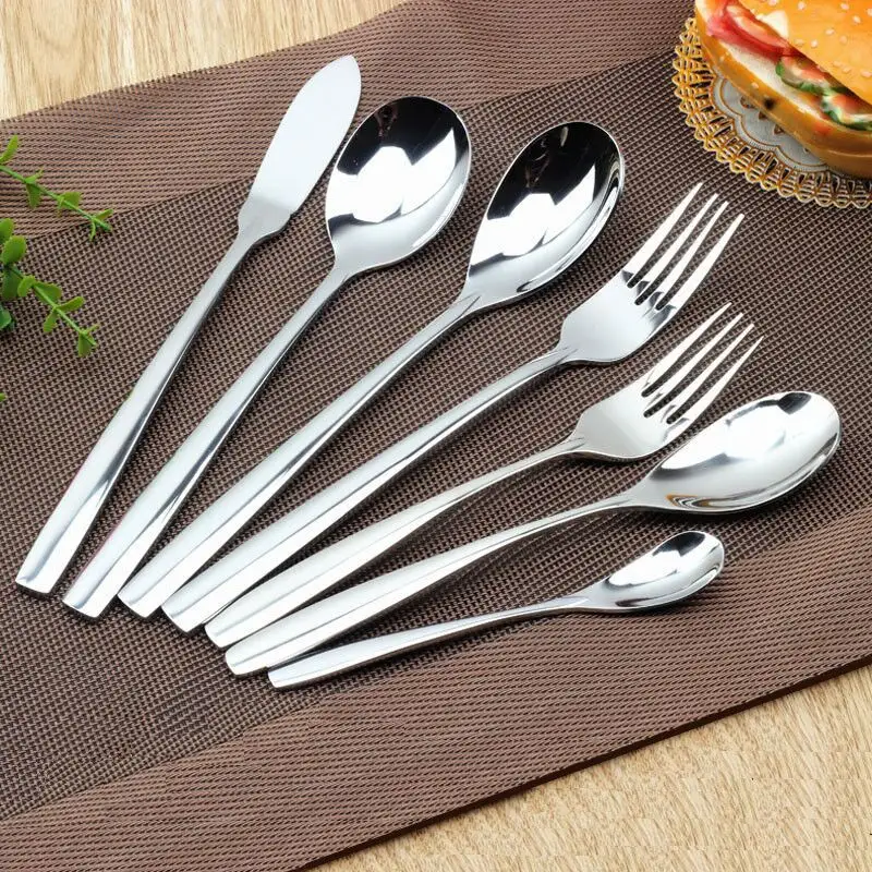 Wholesale Hot Sale Shiny Mirror Polish Kitchen Flatware Steel Cutlery Set with OEM Customized Logo with stand