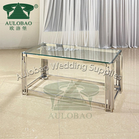 Muebles para Salón de Banquetes, Mesa de Centro de Vidrio Templado con Diseño Elegante de Patas Multipipe de Acero Inoxidable