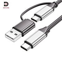 Cable DFX 2 en 1 USB 3.1 Tipo-C a C de 1M con Adaptador USB-A, Carga Rápida de Alta Velocidad para MacBook, Teléfono Móvil, Laptop, Hub