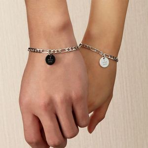 Juego de 2 Pulseras Redondas Simples con Colgante para Parejas, Joyería de Moda para Hombre y Mujer, Pulseras con Colgante de Te Amo - Product Image 1