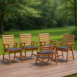 Sillas de Patio de Madera de Acacia Sólida con Cojines, Juego de Muebles de Exterior Premium, Silla de Jardín de Diseño Contemporáneo - Product Image 2