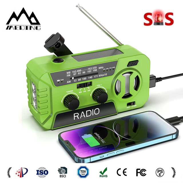 Solar AM/FM/NOAA Emergency Weather Crank Radio 2000mAh with Solar Panel Emergency Radio