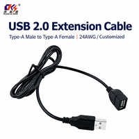 USB 2.0 Verlängerungskabel 0,5M 1M 1,5M Schwarz USB Typ-A Stecker auf A Buchse Adapterkabel DC-Stromverlängerungskabel mit PVC-Ummantelung