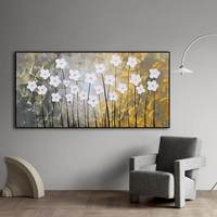 Décoration de salon, peinture à l'huile florale faite à la main, acrylique, grande toile originale bleue et blanche, art mural abstrait, 6 couleurs