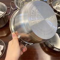 Nouvel ensemble de batterie de cuisine 12 pièces en acier inoxydable, comprenant une poêle à double fond, une casserole à lait/soupe, compatible four, avec couvercles en verre, vente en gros usine