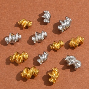 Twisted Spiral Beads 12*8mm | 18K PVD Gold Plated Stainless Steel Irregular <b>Spacer</b> for DIY Bracelet Necklace Jewelry Making - Product Image 2