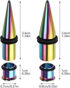 Bouchons coniques d'<span class=keywords><strong>oreille</strong></span> en acier inoxydable 316L colorés <span class=keywords><strong>7mm</strong></span> 9mm Tunnel d'<span class=keywords><strong>oreille</strong></span> jauges extenseurs d'<span class=keywords><strong>oreille</strong></span> bouchon d'étirement - Product Image 6
