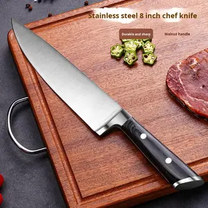 Venta al por mayor personalizado pedido a granel OEM ODM hogar Cocina de alto carbono Acero inoxidable <span class=keywords><strong>Parker</strong></span> mango de madera cuchillo de Chef - Product Image 3