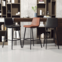 Tabourets de bar en cuir de luxe, chaise haute moderne en métal noir pour villa, restaurant, cuisine
