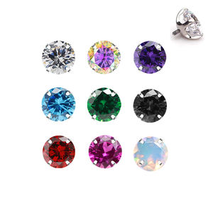 Perhiasan Tindik <span class=keywords><strong>Titanium</strong></span> Zirkon Warna-warni Prong CZ Labert Anting Tindik 16G Ulir Internal Cincin Bibir Atas - Product Image 4