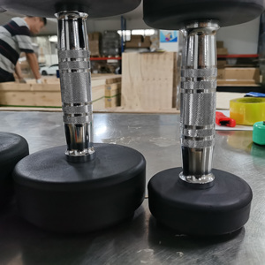 Dökme demir fitness ekipmanları yuvarlak kafa kauçuk dambıl halter seti - Product Image 3