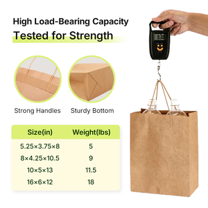 Sacs en papier kraft personnalisés marron, petit MOQ, avec logo imprimé, pour le shopping, les cadeaux, les petites entreprises, avec poignées - Product Image 5