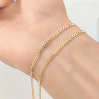 Chaîne gourmette 2,2 mm en or jaune 14 carats pour femmes et hommes, bijoux fins, collier en or AU585 pour la vente en gros
