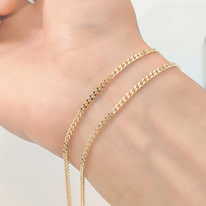 Joias Finas para Mulheres e Homens, Colar de Cadeia Curb de 2.2mm em Ouro Amarelo 14K para Atacado AU585 - Product Image 3