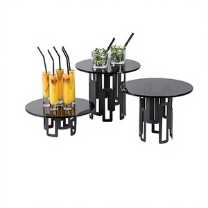Ensemble de 3 supports à gâteaux en métal et verre, design fantastique, différentes tailles, pour servir des gâteaux et des friandises à bas prix - Product Image 1
