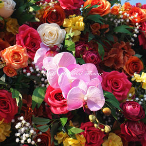 Panel Floral de seda 5d/8d personalizado de alta calidad, pared de flores rosas y naranjas para boda, Navidad y decoración de escenario de Graduación - Product Image 3