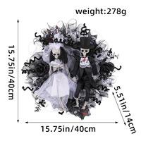 Couronne de mariée squelette en maille de haute qualité pour Halloween, décoration d'horreur artisanale écologique à suspendre à la porte de la maison