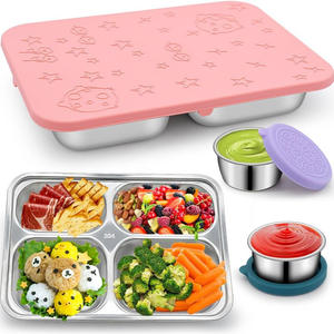 <b>Hot</b> Sale Multifunctional Stainless Steel Deluxe Bento <b>Box</b> Silicone Cover Leak-proof Metal <b>Food</b> Storage <b>Box</b> - Product Image 1