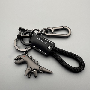 Llavero de Metal con Mini Dinosaurio, Delicado Llavero para Coche de <span class=keywords><strong>Niñas</strong></span>, Accesorio para Mochila con Cordón de Cuero - Product Image 1