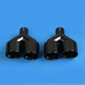 ปลายท่อไอเสียขนาด 4.5 นิ้ว สีดำ สแตนเลส รูปตัว Y ท่อไอเสียคู่ ปลายเฉียง สำหรับรถ SUV รถบรรทุก เพิ่มประสิทธิภาพ - Product Image 1