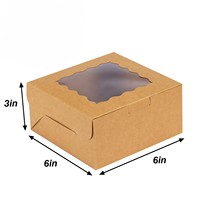 Cajas Pequeñas de Papel Kraft Marrón con Ventana de 6x6x3 Pulgadas para Pasteles, Chocolate, Macarons, Cupcakes, Golosinas, Donuts