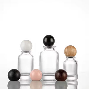 Botella de Perfume Cilíndrica de Vidrio de 100ml, 50ml, 30ml, Fondo Grueso, Nueva Botella de Vidrio con Bola de Color y Tapa - Product Image 4