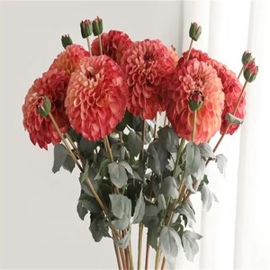 High Quality <b>Large</b> Head <b>Artificial</b> Silk White Pink Dahlia Flower Chrysanthemum <b>Plant</b> for Wedding Home Floral Decoration - Product Image 5