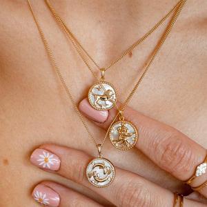 Coin Zodiac Necklace <b>Cross</b> Border Multi Reliable Personalized Design Support Anti-oxidation Coating Two-tone Finish - Product Image 1