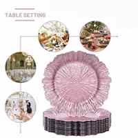 Assiettes décoratives en plastique incassable de 13 pouces, motif corail rose, lot en vrac pour la décoration de fêtes de mariage et de douches nuptiales
