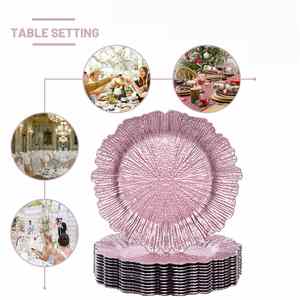 Platos Base Decorativos de Plástico Irrompible de 13 Pulgadas, Color Rosa Arrecife, para Decoración de Bodas y Fiestas Nupciales - Product Image 3