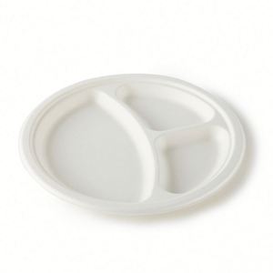 Assiettes alimentaires biodégradables en fibre de canne à sucre (bagasse) blanches à prix compétitif pour les fêtes – Tailles 9''/10''/12'' - Product Image 1