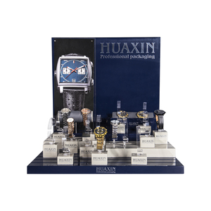 Đồng hồ đa năng Trình bày các thành phần có thể tháo rời logo khác nhau hiển thị phong cách cao cấp màu xanh sáng bóng đồng hồ bằng gỗ hiển thị - Product Image 3