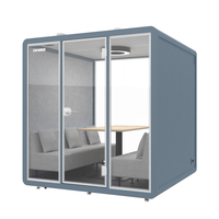 Cabines de réunion insonorisées portables 2026 avec lumière naturelle 4000K, panneau acoustique à flux d'air et verre insonorisé pour centre commercial