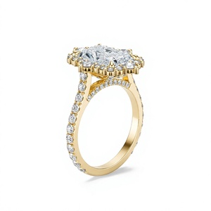 Anillo de Compromiso de Oro Amarillo de 14 Quilates con Diamante Ovalado de 3 Quilates, Corte Brillante, Engastado con Puntas, 3.5 GM, para Novia, Venta al Por Mayor - Product Image 4