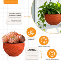 Grand panier suspendu traditionnel à double pot pour plantes, avec trous de drainage, auto-arrosant, 1,28 L, en PP durable, pour usage intérieur/extérieur