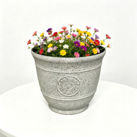 Pot de fleurs rond classique de luxe en résine plastique, jardinière d'extérieur et d'intérieur, écologique, durable, pour la maison
