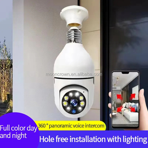 Mooncrown <span class=keywords><strong>V380</strong></span>-1 Cámara de Seguridad Inteligente para el Hogar, Mini Cámara Wifi, Cámara IP Inalámbrica P2P, Lámpara <span class=keywords><strong>VR</strong></span> Panorámica de 360 Grados, Cámara con Bombilla WIFI - Product Image 4