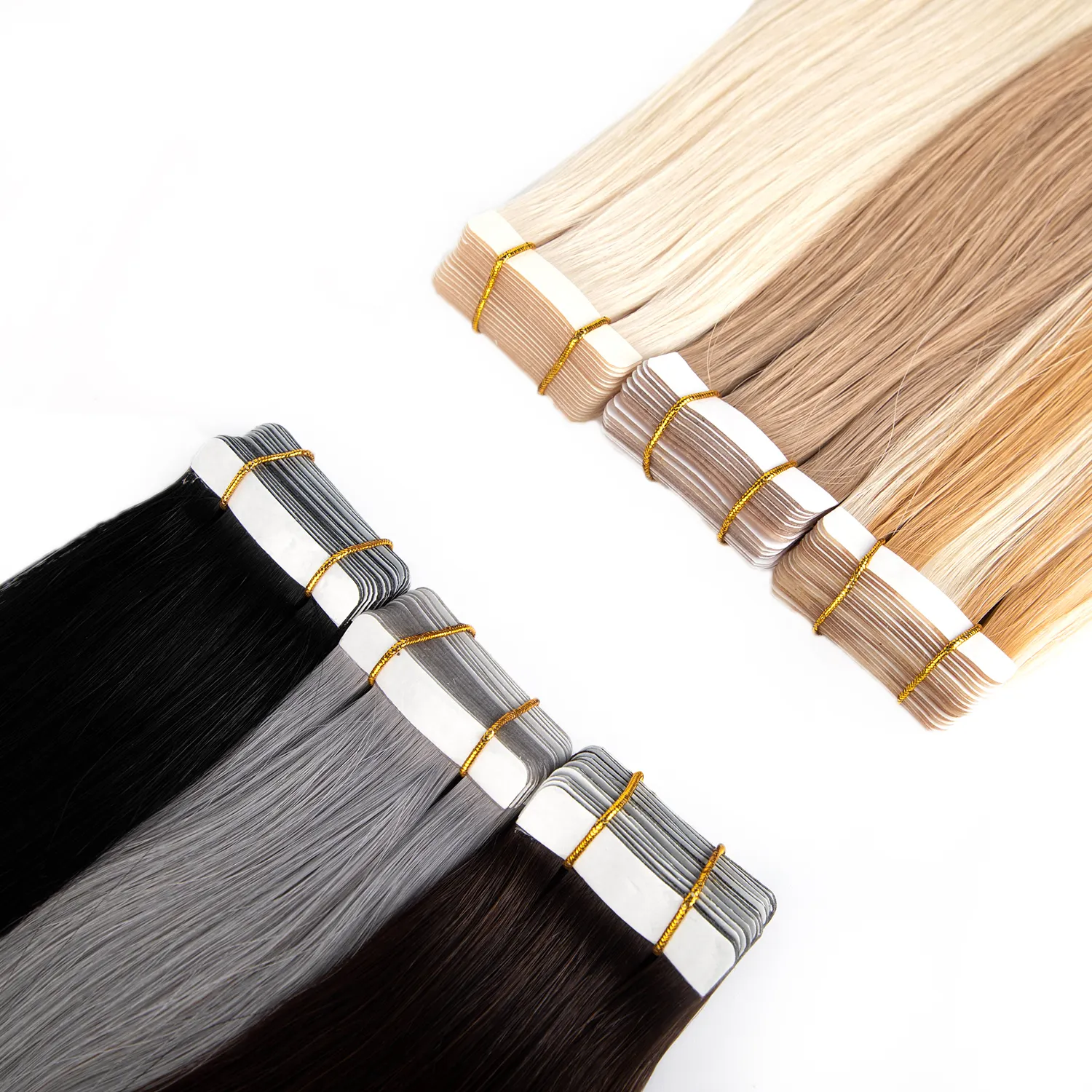 News Tape In Hair Extension With Skin Weft Double Drawn Thick Ends Remy tape hair silver