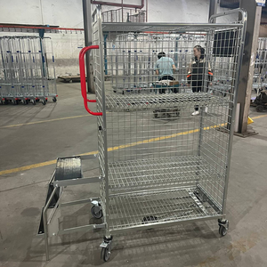 Carrito de almacén Logística Tienda Jaulas antivuelco Malla de acero Carrito de recogida de pedidos de varios niveles - Product Image 5