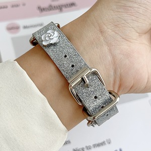 Forwelleny femmes diamant camélia paillettes <span class=keywords><strong>bracelet</strong></span> en <span class=keywords><strong>cuir</strong></span> <span class=keywords><strong>Bracelet</strong></span> pour <span class=keywords><strong>Apple</strong></span> <span class=keywords><strong>Watch</strong></span> série 11 10 9 8 7 Se 6 5 4 Ultra2 - Product Image 5